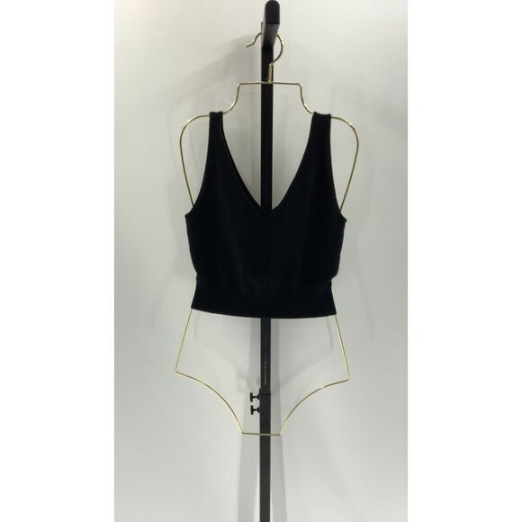 Quince Women Mongolian Cashmere Cropped Tank Black XS - Picture 1 of 2